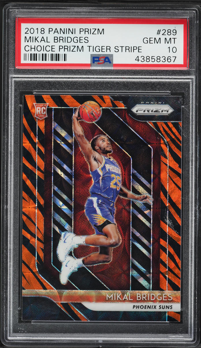 2018 Panini Prizm Choice Tiger Stripe Mikal Bridges ROOKIE #289 PSA 10 GEM MINT