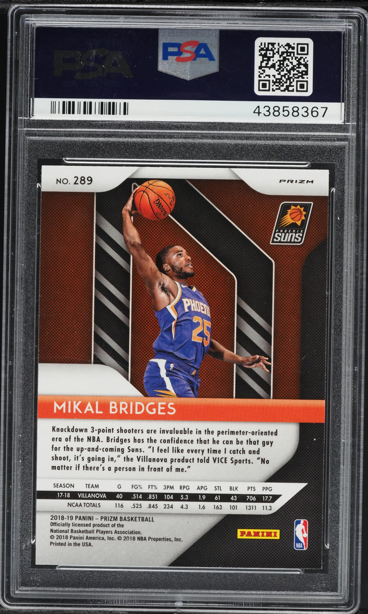 2018 Panini Prizm Choice Tiger Stripe Mikal Bridges ROOKIE #289 PSA 10 GEM MINT