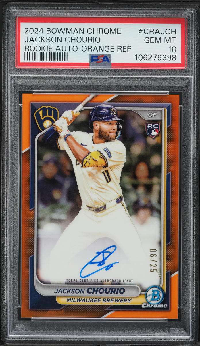 2024 Bowman Chrome Orange Refractor Jackson Chourio ROOKIE AUTO