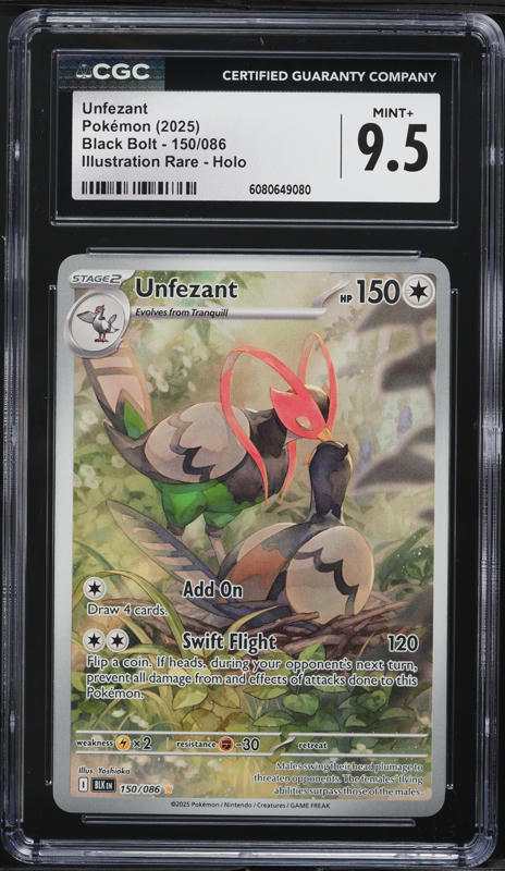 2025 Pokemon Scarlet & Violet Black Bolt IR Unfezant #150 CGC 9.5 MINT+
