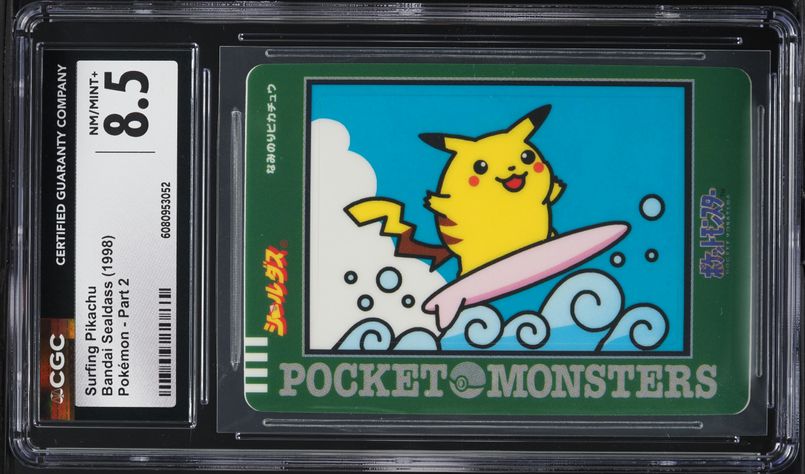 1998 Pokemon Japanese Bandai Sealdass Part 2 Surfing Pikachu CGC