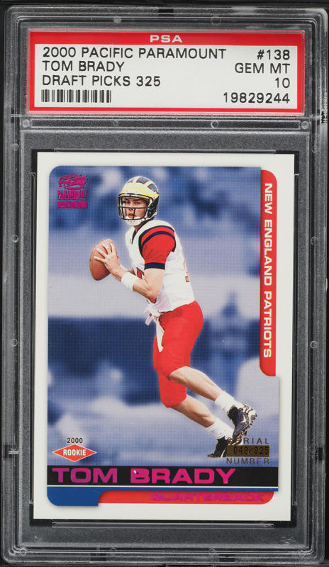 2000 Pacific Paramount Draft Picks Tom Brady ROOKIE /325 #138 PSA