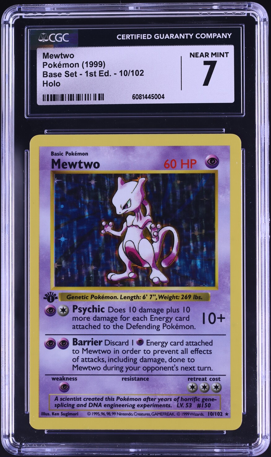 1999 Pokemon Base Set Shadowless 1st Edition Holo Mewtwo #10 CGC 7 NRMT on  Fanatics Collect