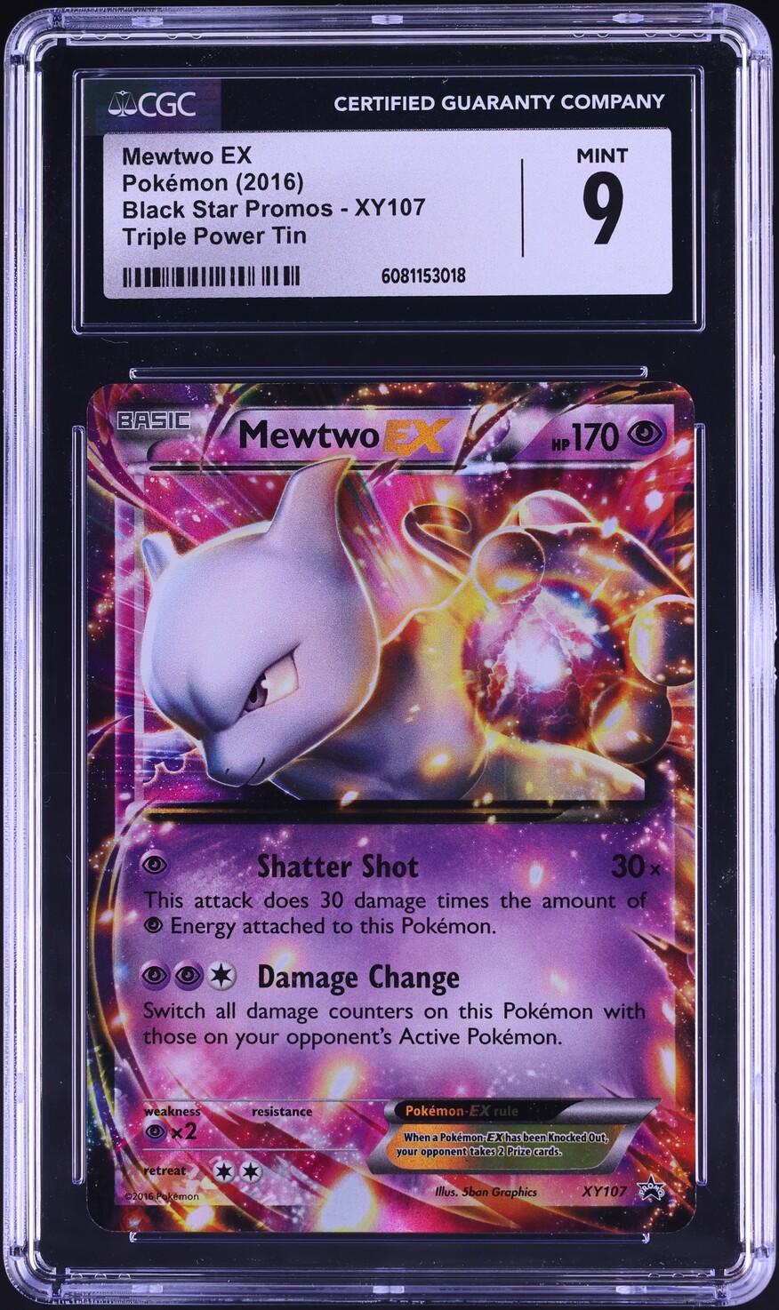 mewtwo pokemon card 2016 Mewtwo Ex 103/108 XY Evolutions Full Art Holo Rare Pokemon Card Near M main image 0