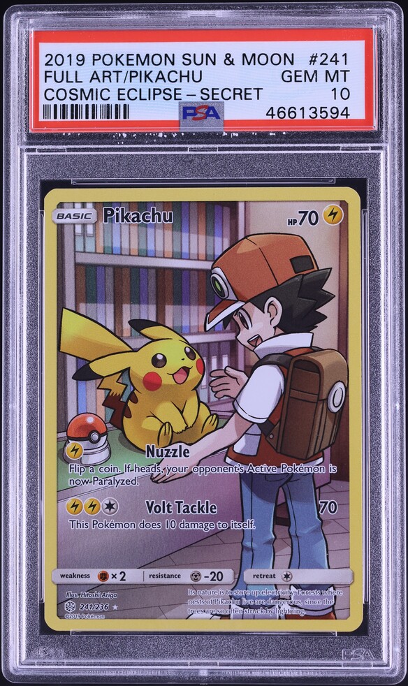 2019 Pokemon Sun & Moon Cosmic Eclipse Full Art Pikachu #241 PSA