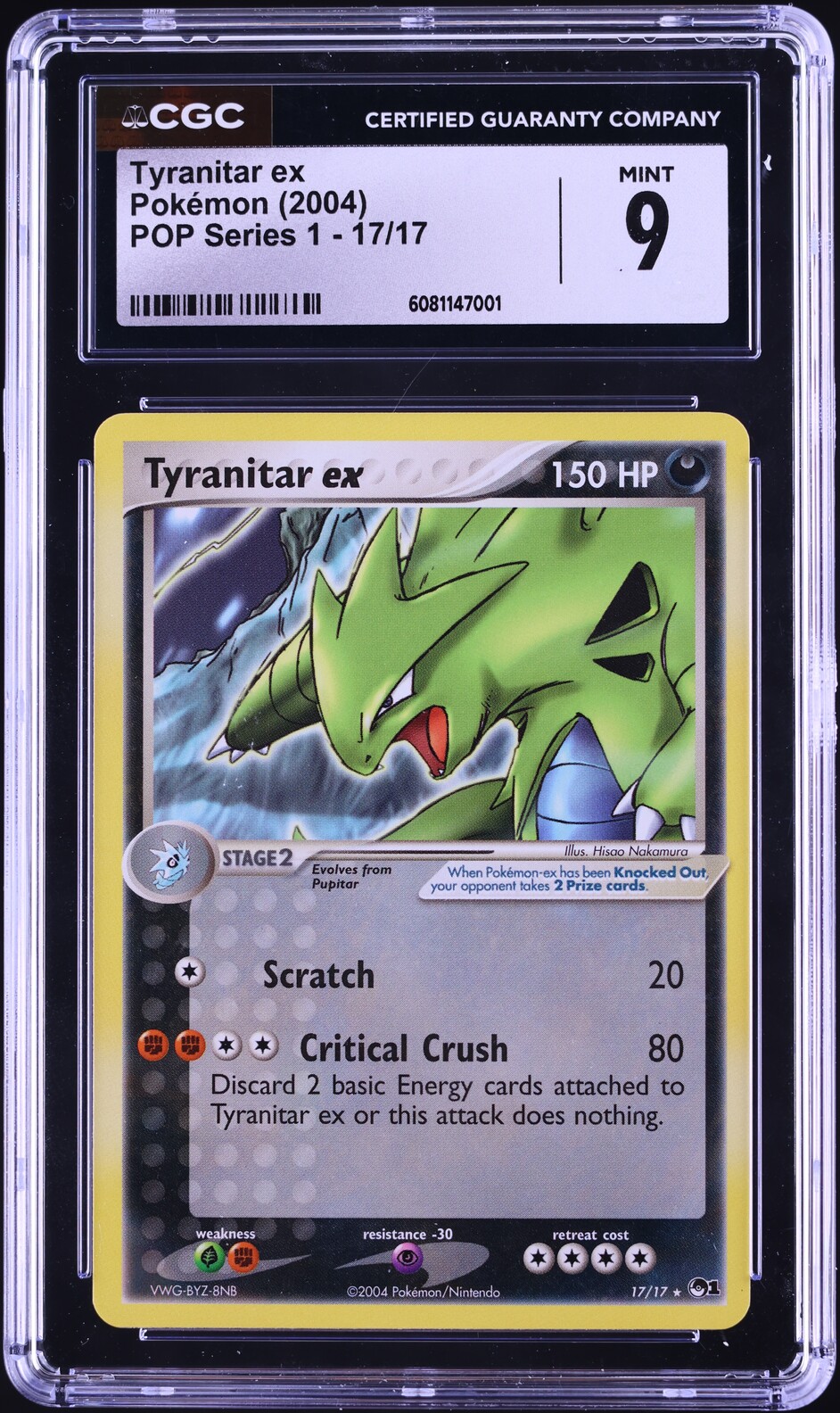 2004 Pokemon Pop Series 1 Tyranitar ex #17 CGC 9 MINT