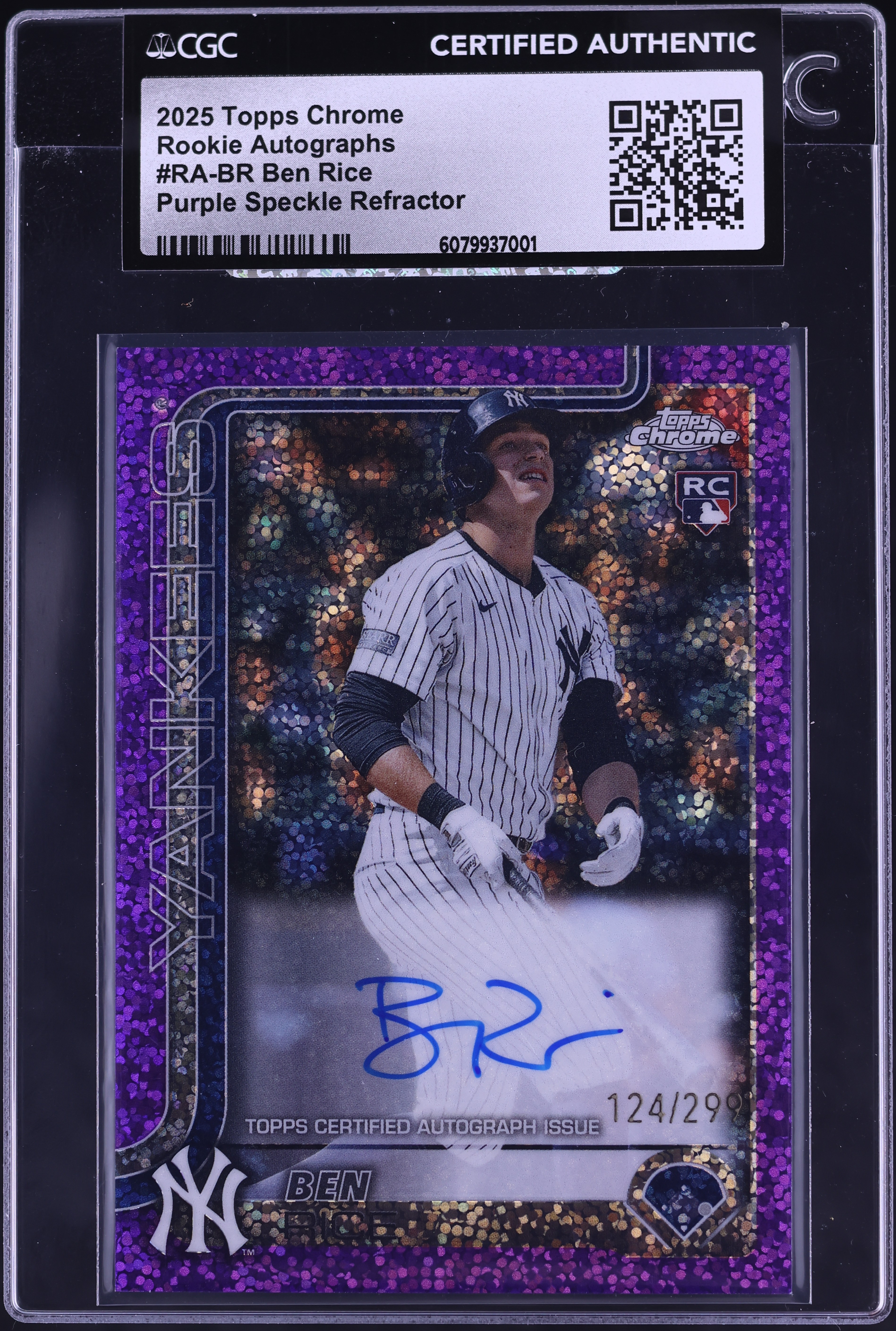 2025 Topps Chrome Purple Speckle Refractor Ben Rice ROOKIE AUTO