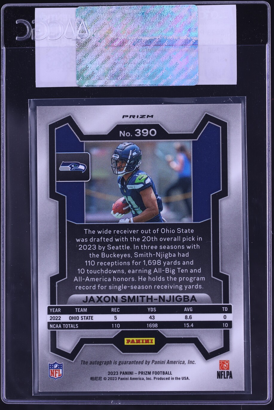 2023 Panini Prizm Silver Jaxon Smith-Njigba ROOKIE AUTO #390 CGC AUTH