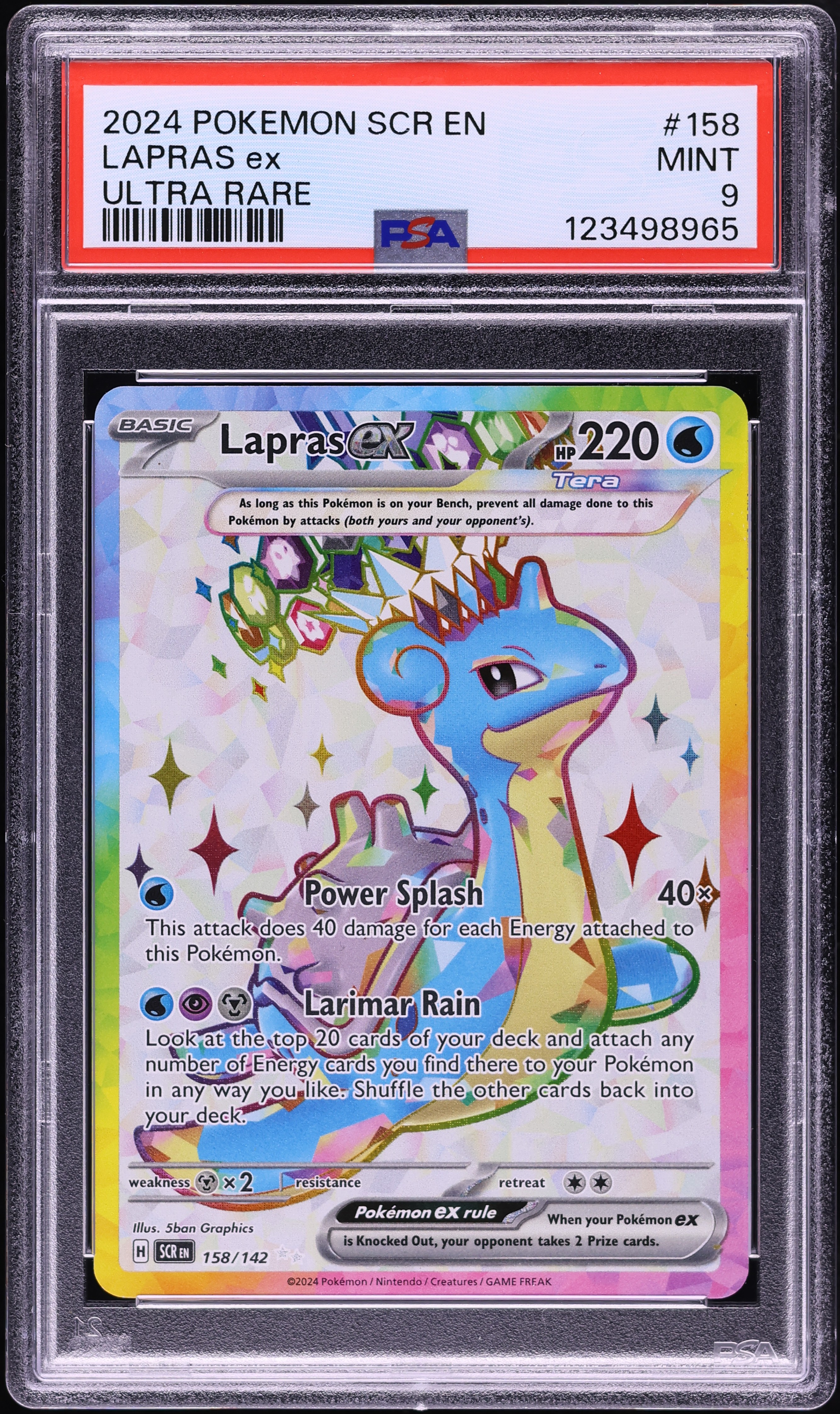 lapras ex pokemon card price 2024 Scarlet & Violet Stellar Crown Full Art #158 PSA 9 MINT on Fanatics Collect Evolves from null Type Pokemon - Lapras ex 158/142