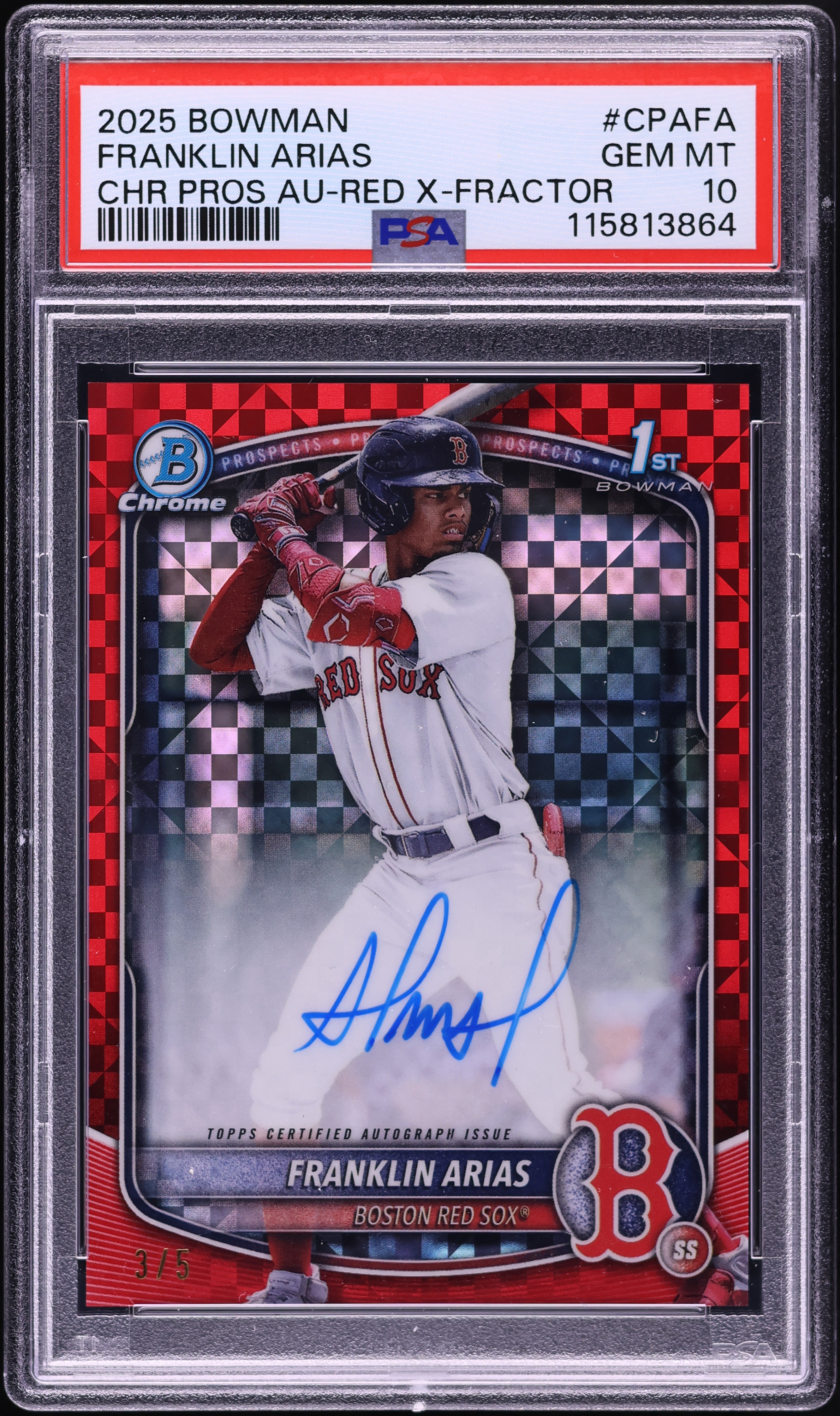 2025 Bowman Chrome Red Xfractor Franklin Arias PROSPECT AUTO /5 