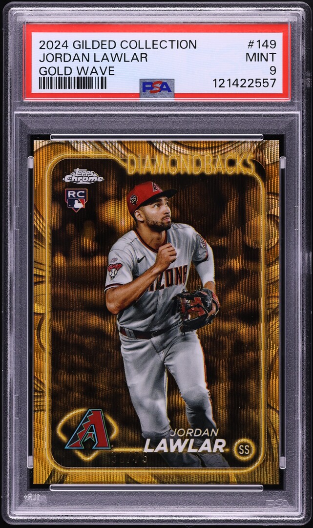 2024 Topps Chrome Gilded Collection Gold Wave Jordan Lawlar RC /75 #149 PSA 9