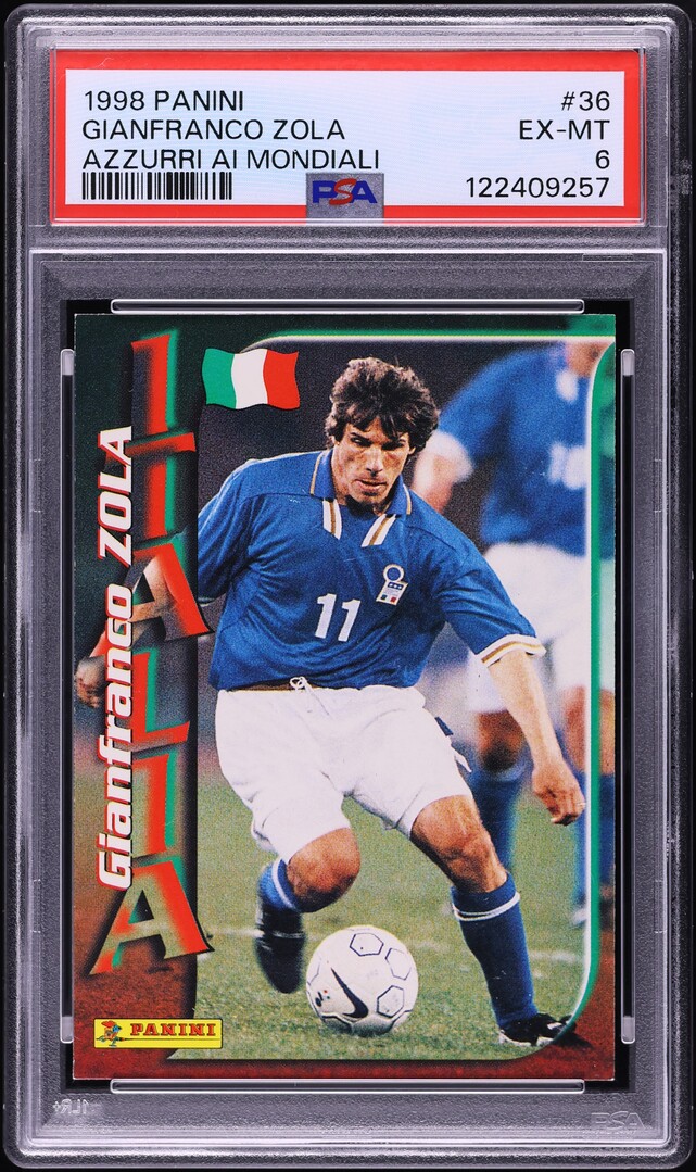 1998 Panini Azzurri Ai Mondiali Gianfranco Zola #36 PSA 6 EXMT