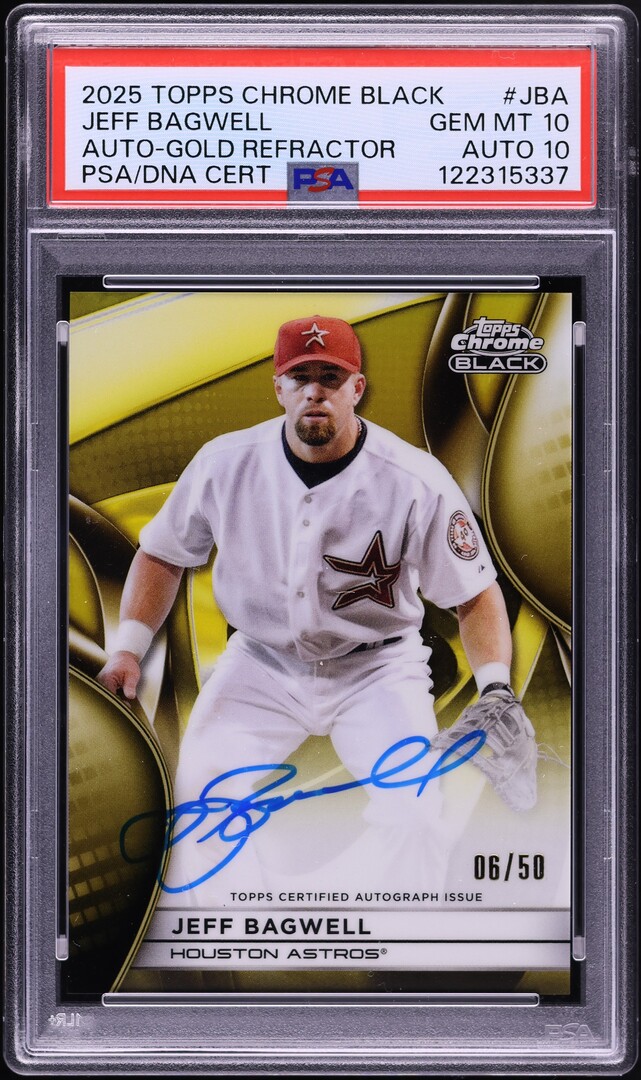 2025 Topps Chrome Black Gold Ref Jeff Bagwell AUTO DNA 10 /50 #JBA PSA 10 GEM