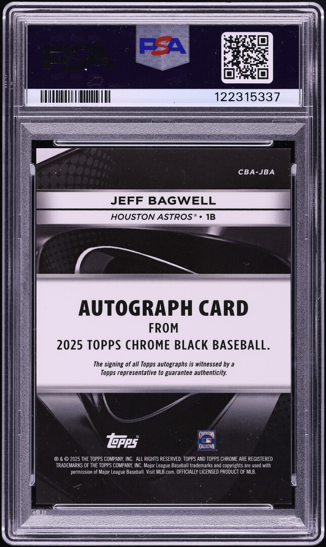 2025 Topps Chrome Black Gold Ref Jeff Bagwell AUTO DNA 10 /50 #JBA PSA 10 GEM