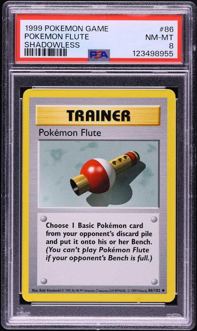 1999 Pokemon Base Set Shadowless Pokemon Flute #86 PSA 8 NM-MT