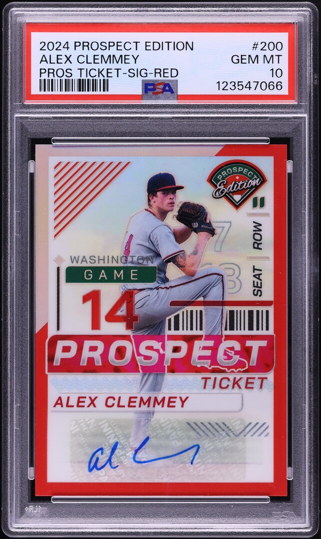 2024 Panini Prospect Edition Ticket Red Alex Clemmey ROOKIE AUTO /199 PSA 10 GEM