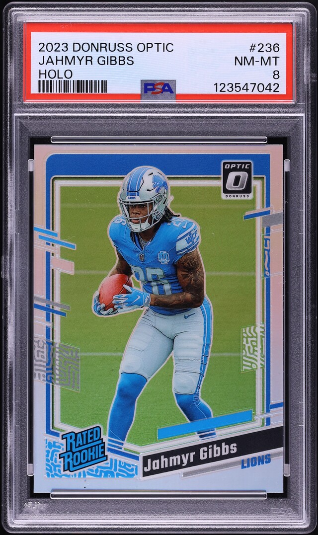 2023 Donruss Optic Holo Jahmyr Gibbs ROOKIE #236 PSA 8 NM-MT