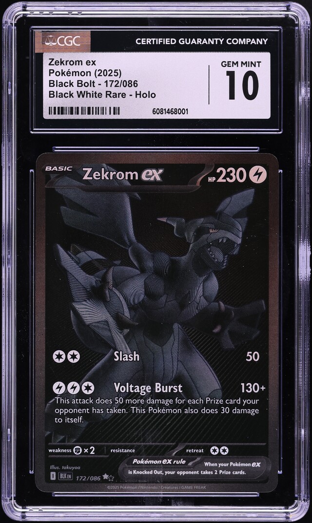 2025 Pokemon Scarlet & Violet Black Bolt BWR Zekrom ex #172 CGC 10