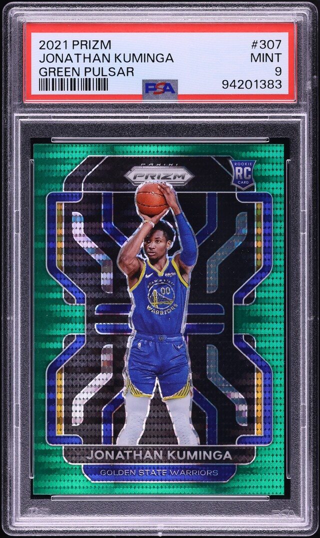 2021 Panini Prizm Green Pulsar Jonathan Kuminga ROOKIE /25 #307 PSA 9 MINT