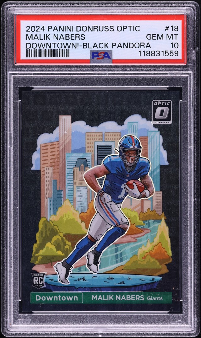 2024 Donruss Optic Downtown Black Pandora Malik Nabers ROOKIE /25 #18 PSA 10 GEM