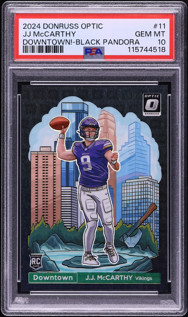 2024 Donruss Optic Downtown Black Pandora J.J. McCarthy ROOKIE /25 PSA 10 GEM