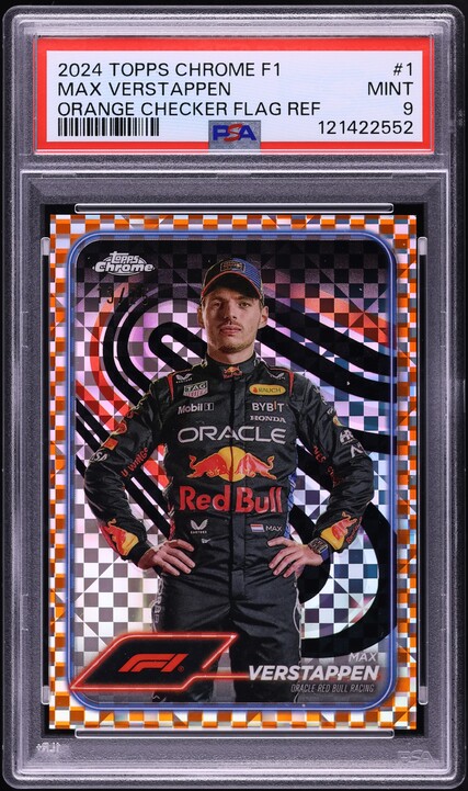 2024 Topps Chrome Formula 1 Orange Checker Flag Ref Max Verstappen
