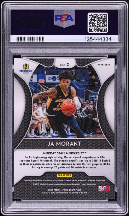 2019 Panini Prizm Draft Picks Silver Ja Morant ROOKIE #2 PSA 5 EX