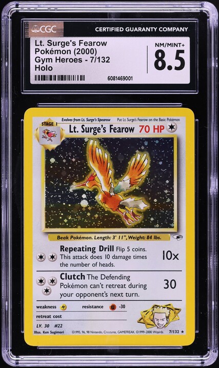 1998 Pokemon Japanese Gym Holo Lt. Surge's Fearow #22 PSA 10 GEM