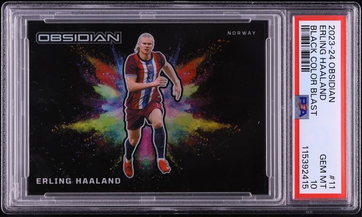 PANINI OBSIDIAN ハーランド colorblast PSA10 2023 Panini Obsidian Black Colorblast Erling Haaland #11 PSA 9