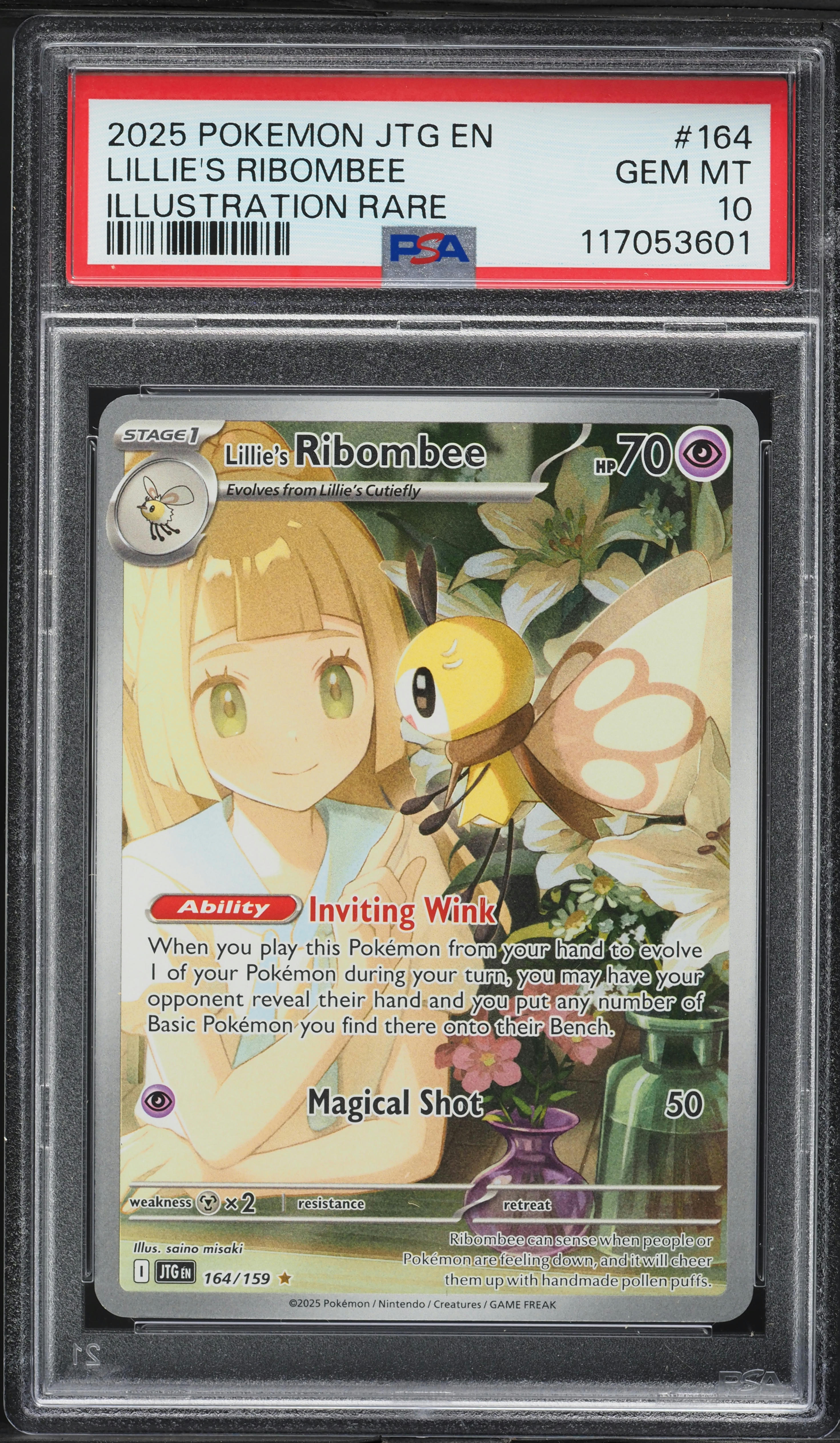 2025 Pokemon SV Journey Together IR Lillie's Ribombee #164 PSA 10
