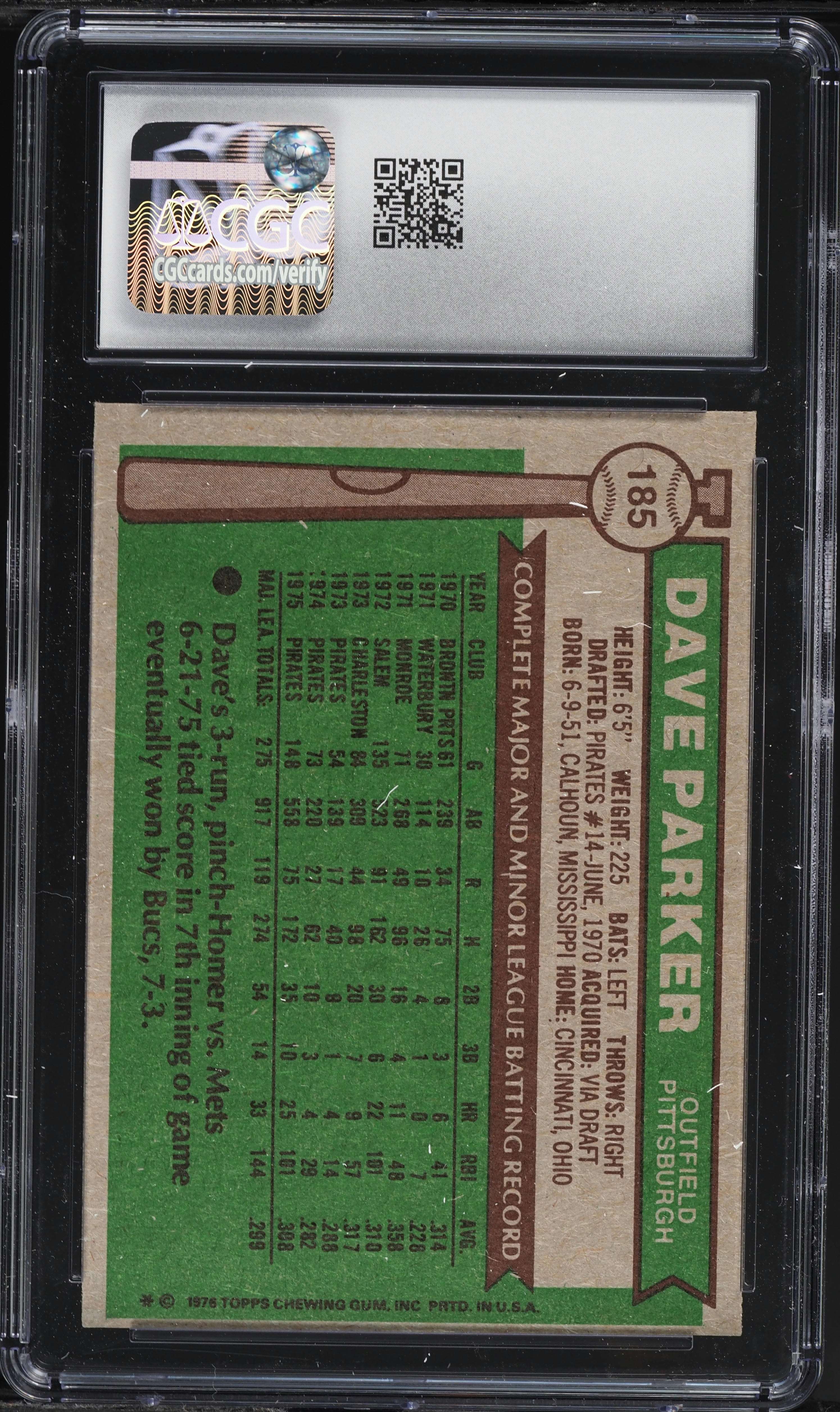 1976 Topps Dave Parker #185 CGC 6 EXMT on Fanatics Collect