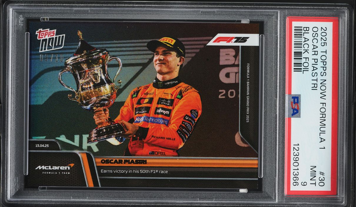 2025 Topps Now Formula 1 Black Oscar Piastri /10 #30 PSA 9 MINT on 