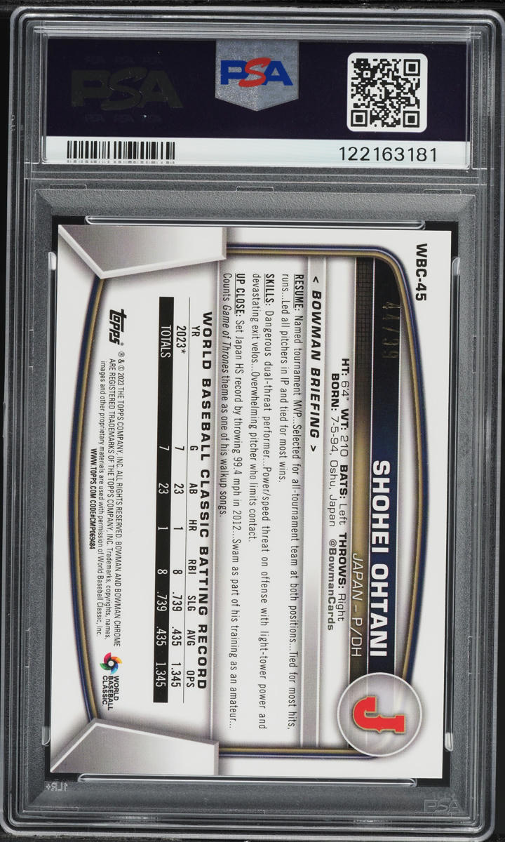 2023 Bowman Chrome World Classic Flag Green Ref Shohei Ohtani /99 #WBC45 PSA 9