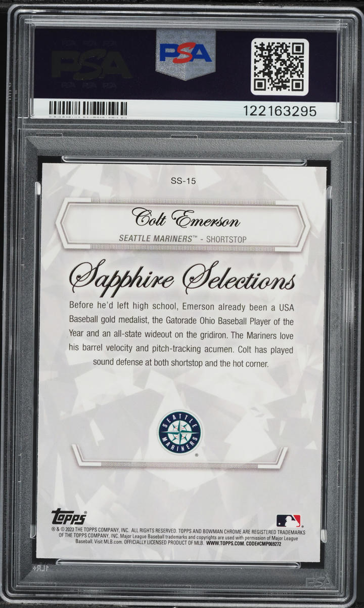 2023 Bowman Chrome Sapphire Selections Colt Emerson PROSPECT #SS15 PSA 10 GEM
