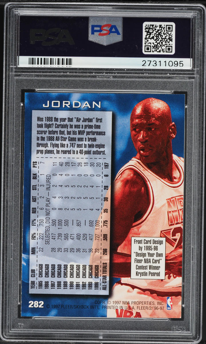 1996 Fleer Basketball Michael Jordan #282 PSA 10 GEM MINT