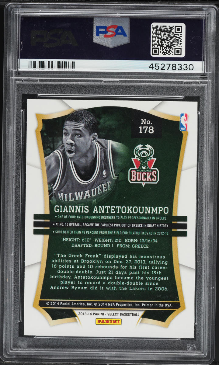 2013 Select Basketball Giannis Antetokounmpo ROOKIE #178 PSA 10 GEM MINT