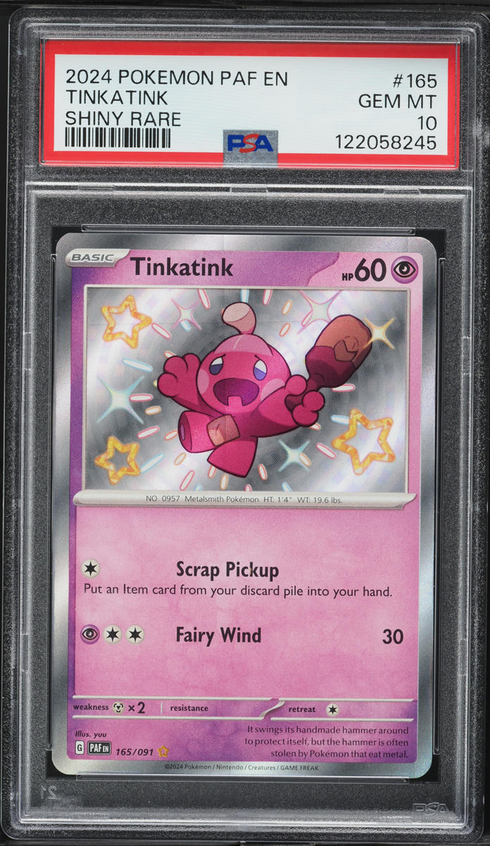 2024 Pokemon Paf En-Paldean Fates Shiny Rare Tinkatink #165 PSA 10 GEM MINT  on Fanatics Collect