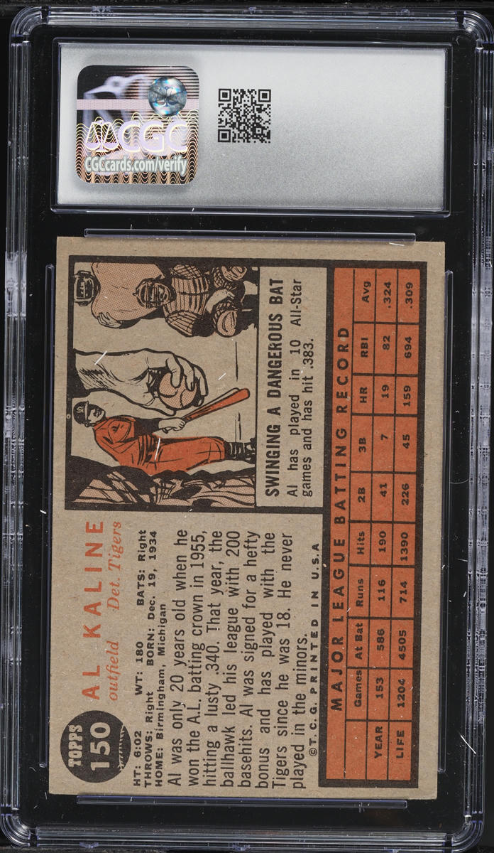 1962 Topps Al Kaline #150 CGC 5.5 EX+