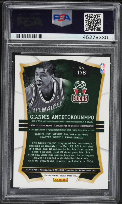 2013 Select Basketball Giannis Antetokounmpo ROOKIE #178 PSA 10