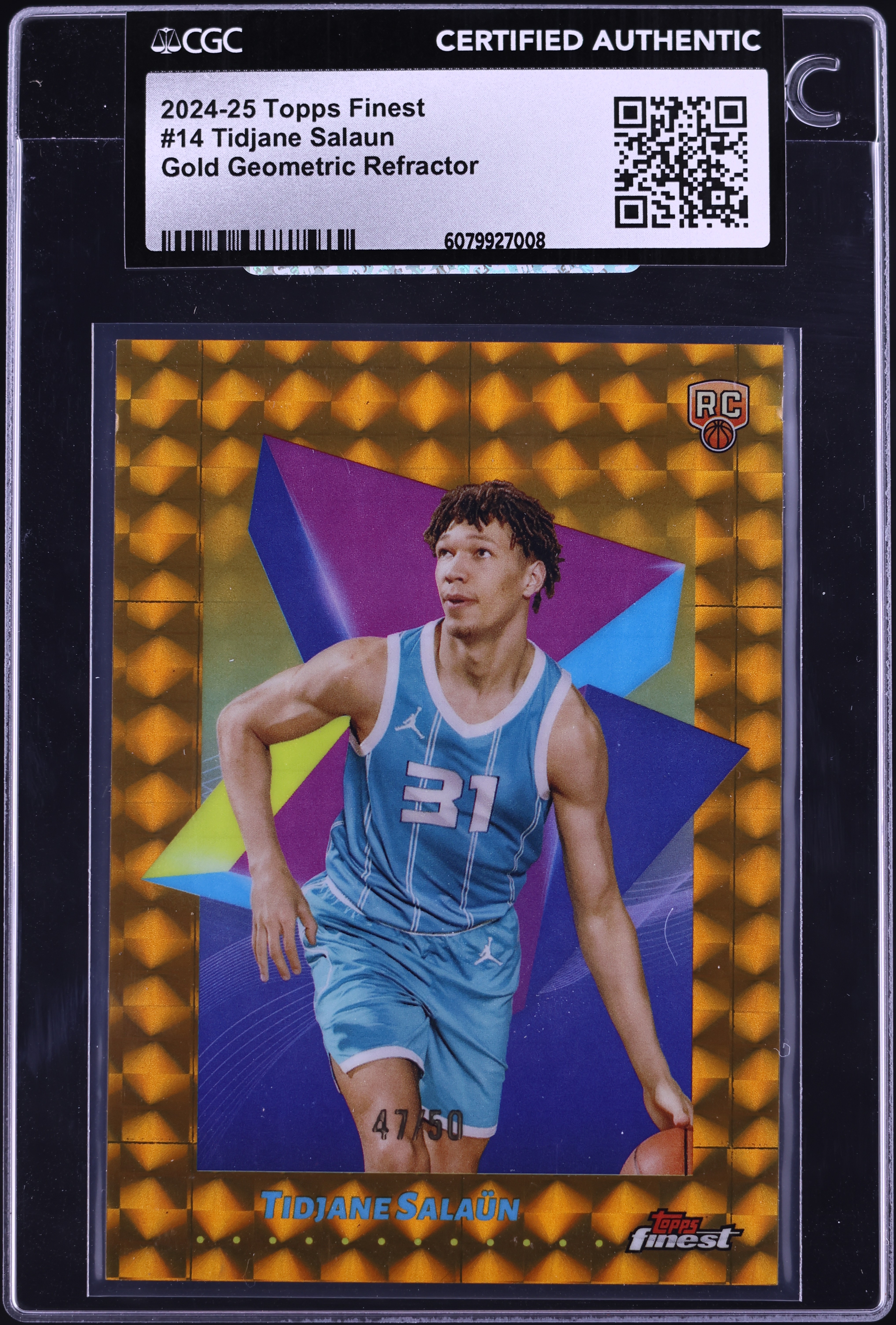 2024 Topps Finest Basketball Gold Geometric Refractor Tidjane Salaun #14