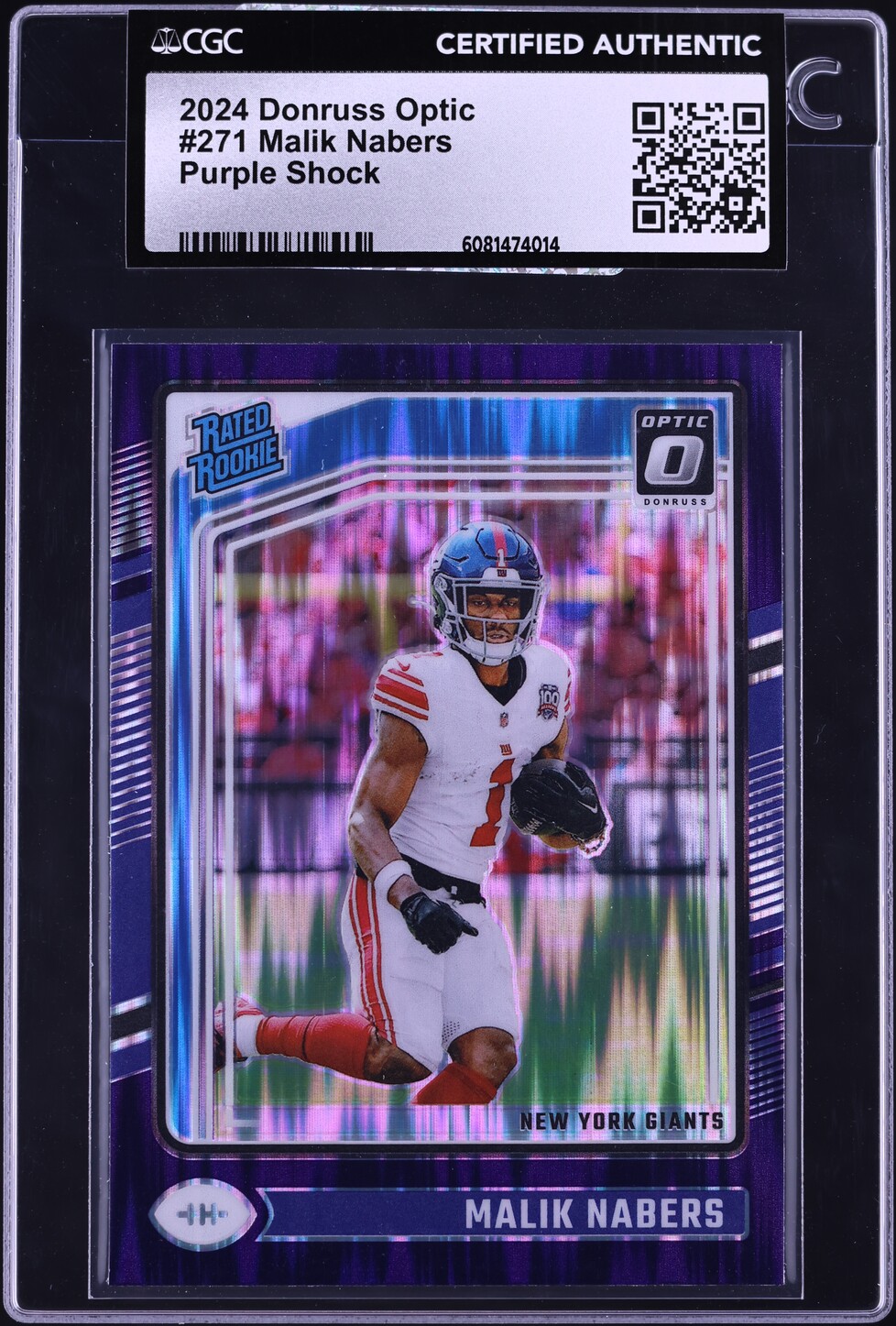 2024 Donruss Optic Purple Shock Malik Nabers ROOKIE #271 CGC AUTH