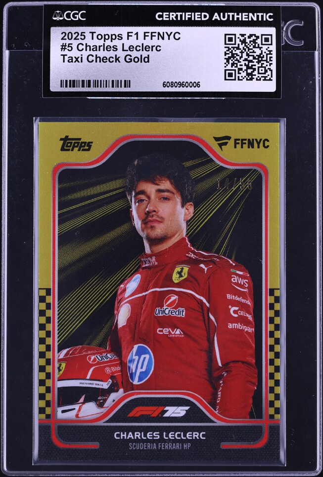 2025 Topps F1 FFNYC Taxi Check Gold Charles Leclerc /50 #5 CGC