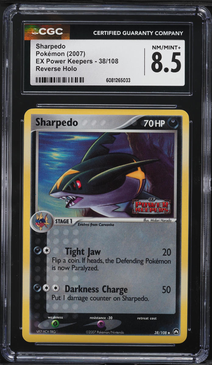 2007 Pokemon EX Power Keepers Reverse Holo Sharpedo #38 CGC 8.5 NM-MT+