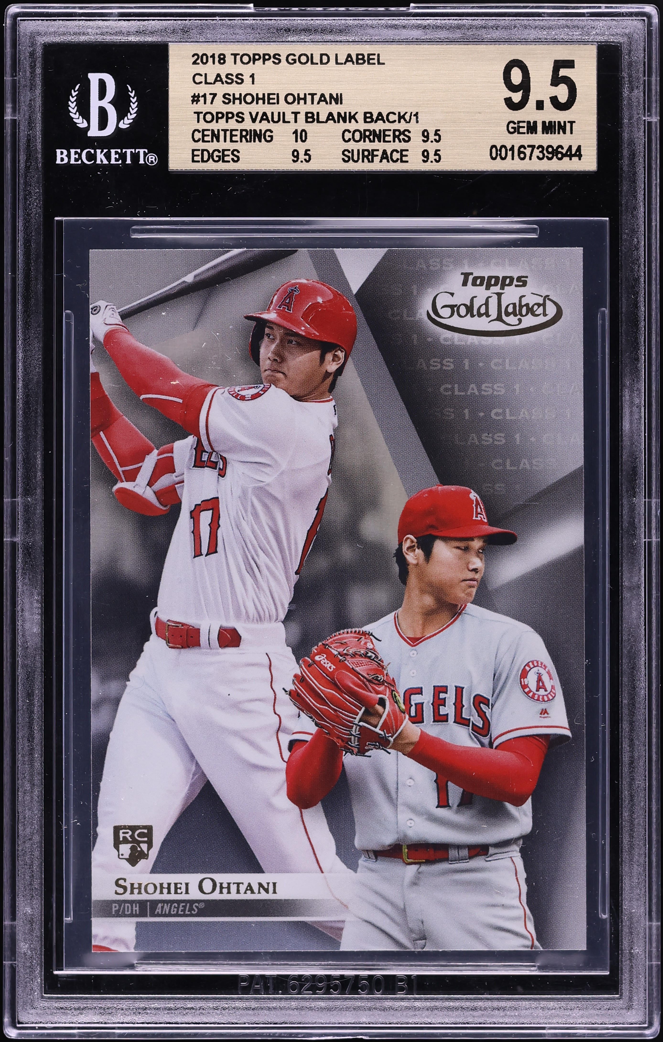 2018 Topps Gold Label Class 1 Vault Shohei Ohtani ROOKIE 1/1 #17