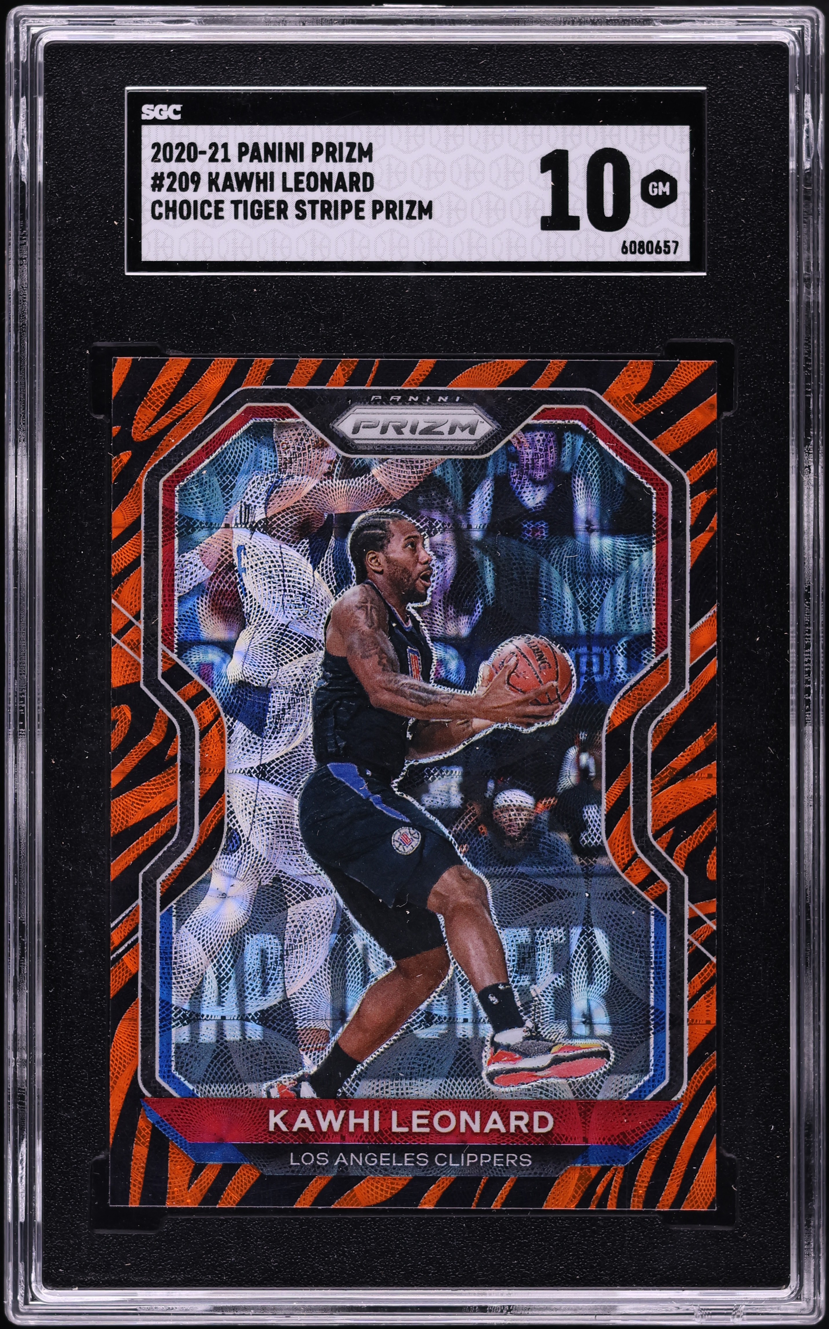 2020 Panini Prizm Choice Tiger Stripe Kawhi Leonard #209 SGC 10