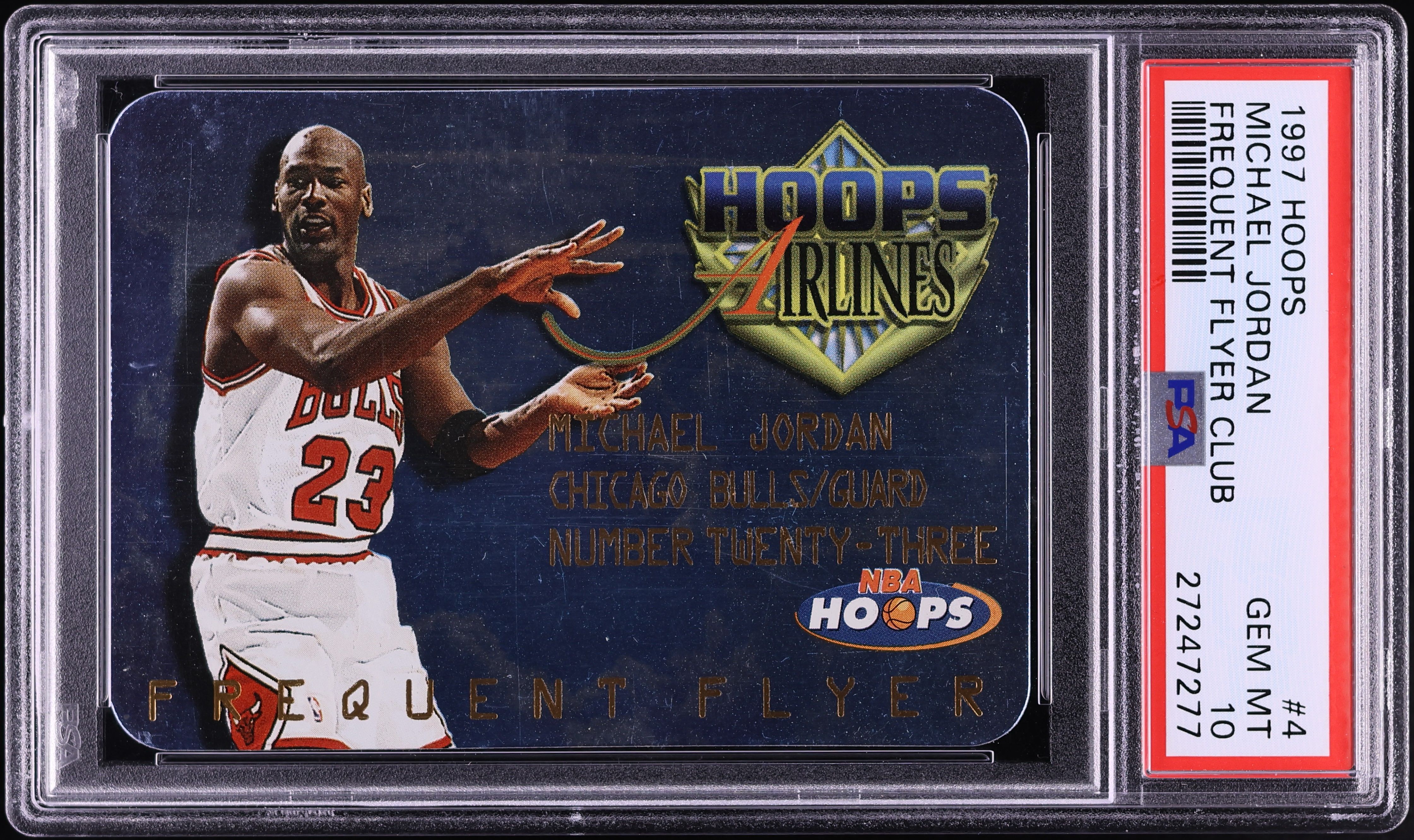 1997 Hoops Frequent Flyer Club Michael Jordan #4 PSA 10 GEM MINT