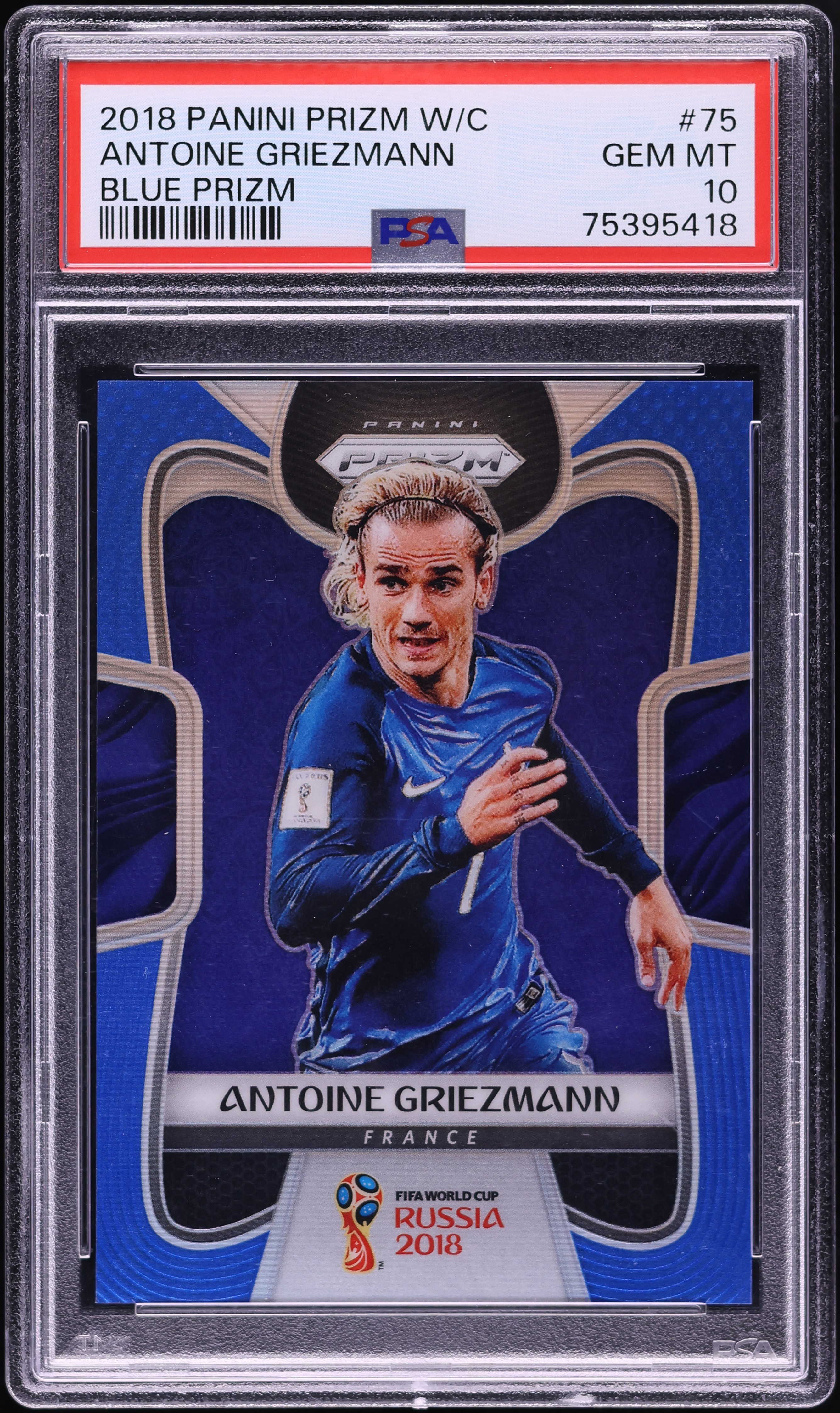 2018 Panini Prizm World Cup Blue Antoine Griezmann /199 #75 PSA 10