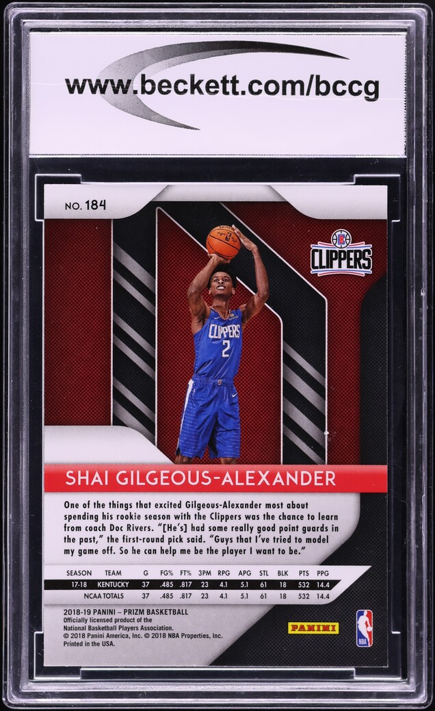 2018 Panini Prizm Shai Gilgeous-Alexander ROOKIE #184 BCCG 10 GEM MINT