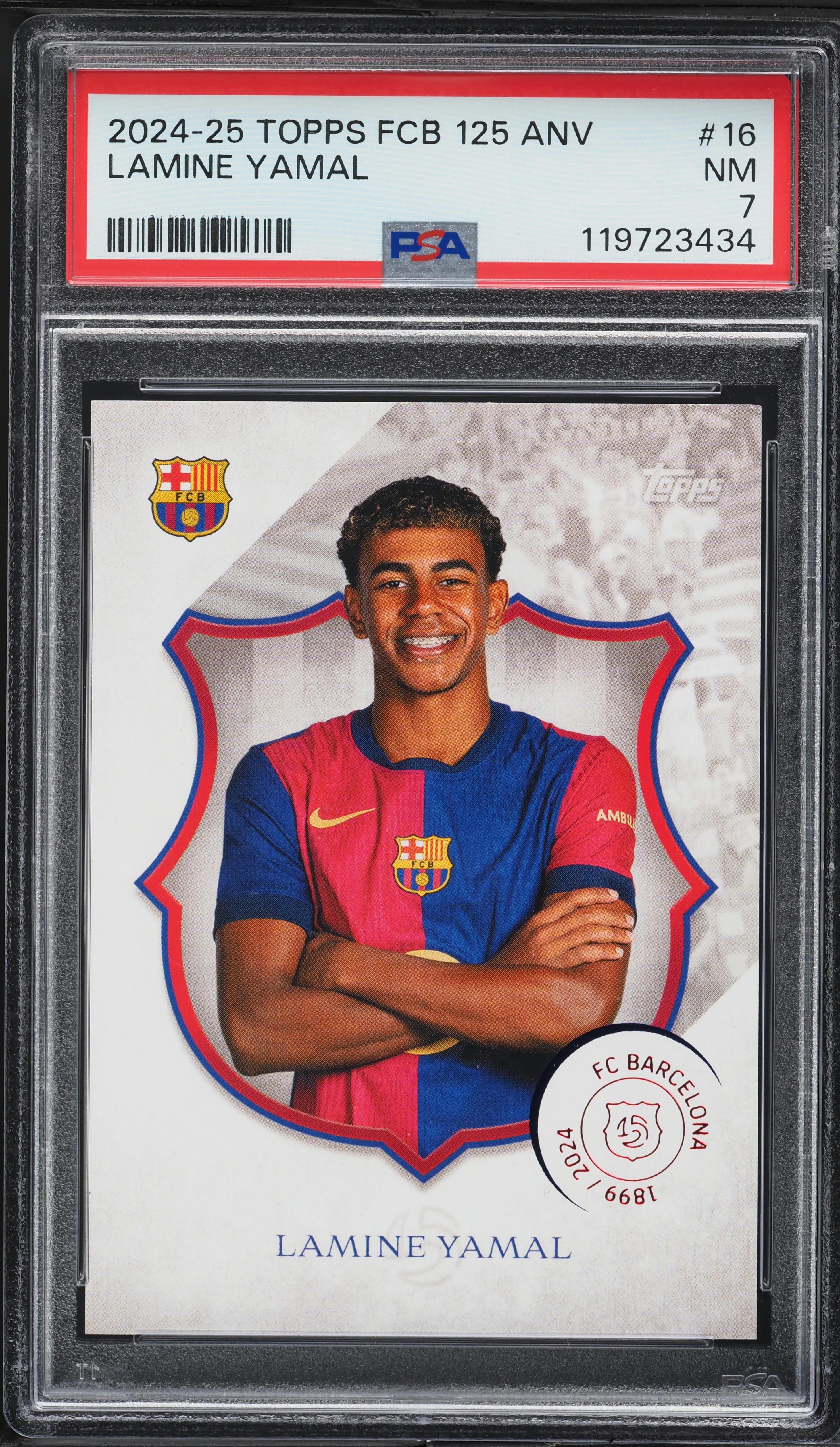 2024 Topps FC Barcelona 125th Anniversary Lamine Yamal #16 PSA 7