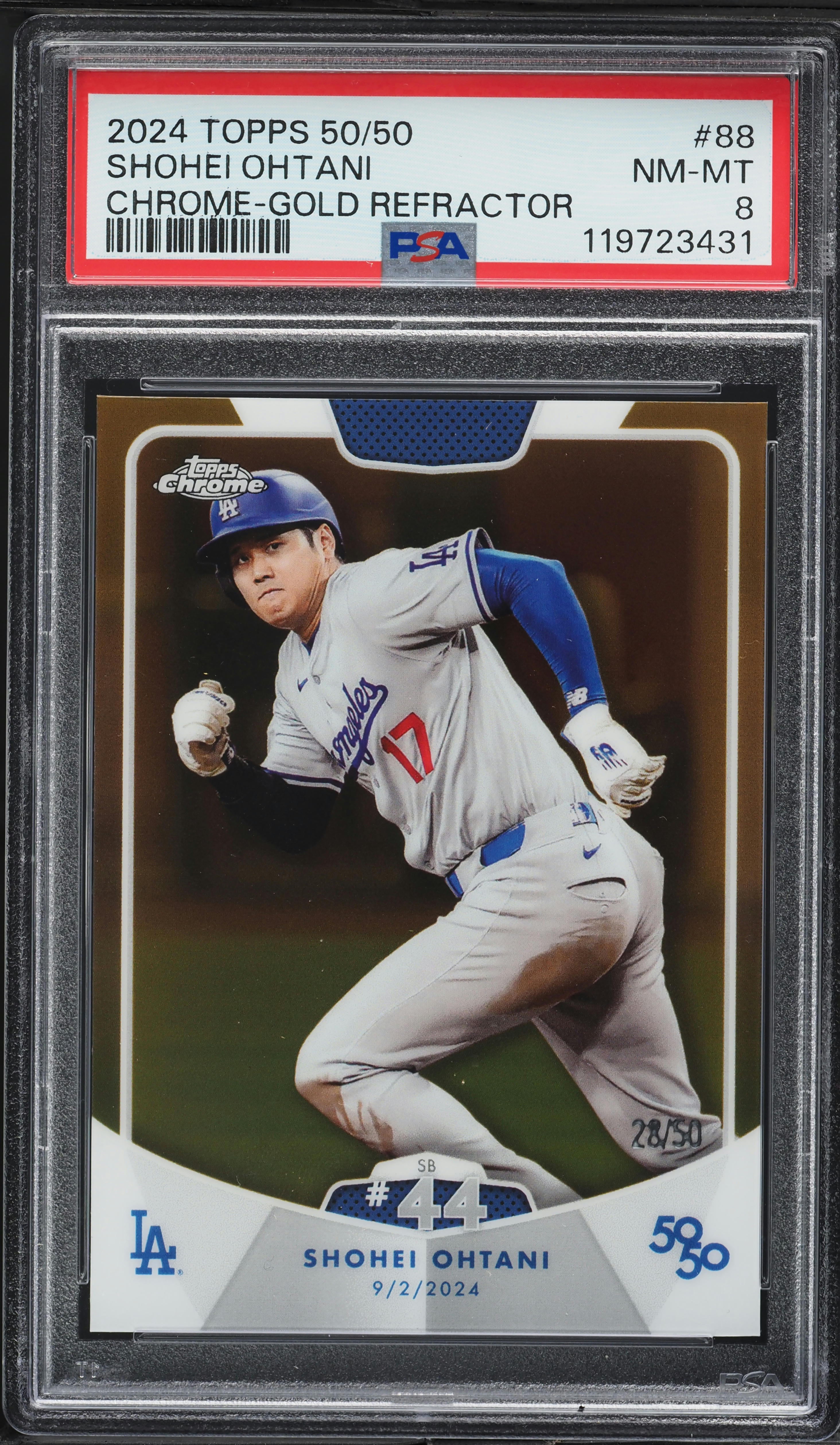 2024 Topps Chrome-Gold Refractor Shohei Ohtani /50 #88 PSA 8 NM-MT
